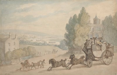 The Canterbury-Dover Coach Passing Vanbrugh Castle by Thomas Rowlandson